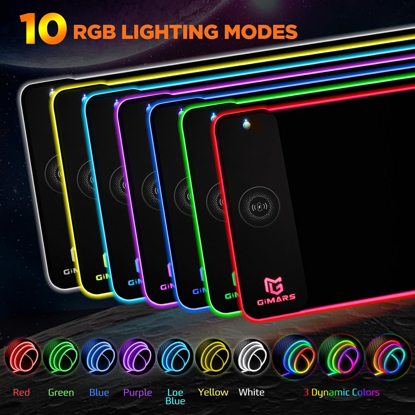 Gimars RGB Gaming Mouse Pad,15W Wireless Charging Mousepad with 10 Light Modes, Large Mousepad with Premium Smooth Surface, Non-Slip Mouse Mat for Gaming, Desk, PC,Office, 31.5x11.8x0.16inch