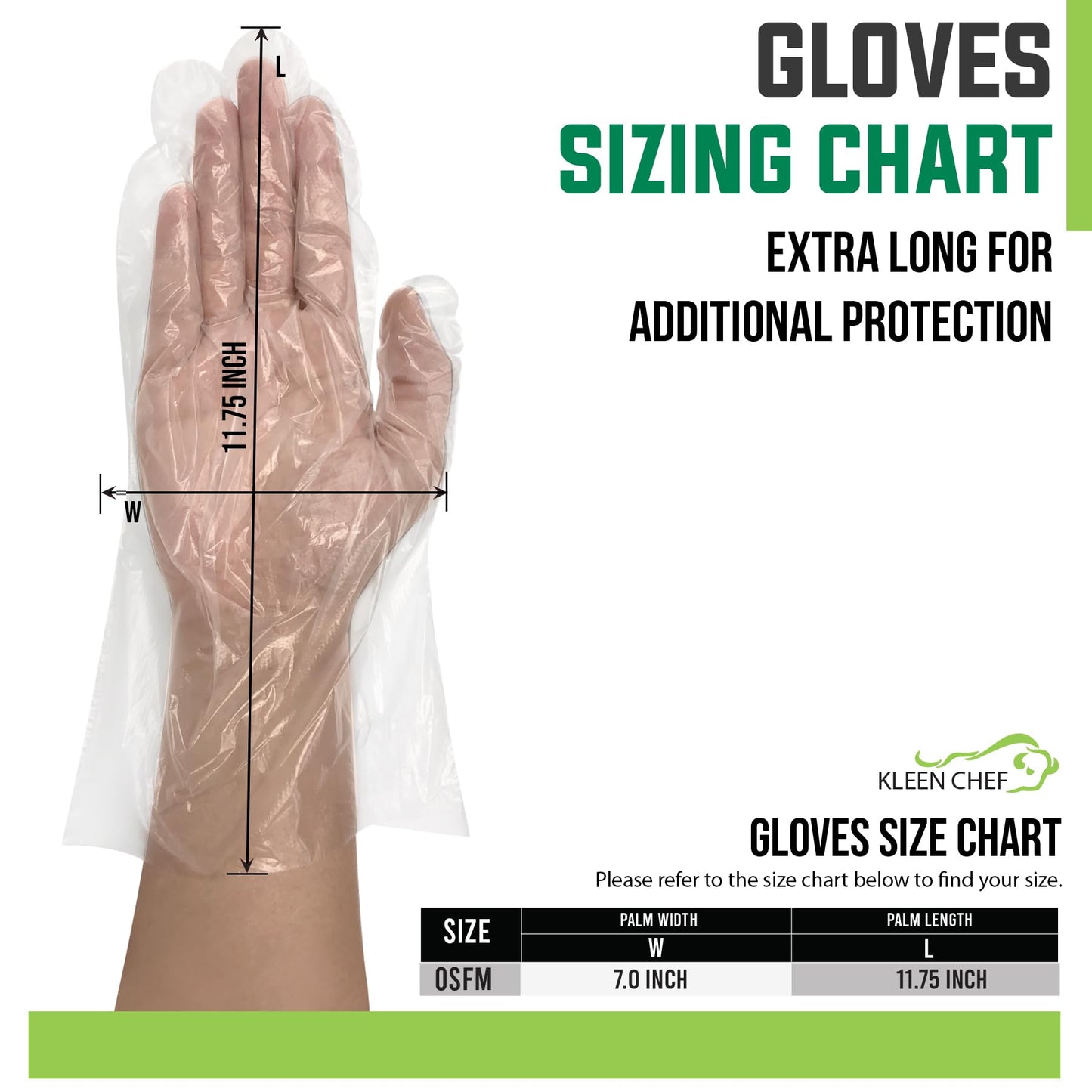 KLEEN CHEF Disposable Food Handling Long Cuff Poly Gloves | One Size Fits Most, 525 per Box (2 Boxes)