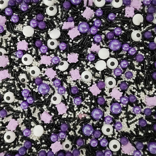 1 Bottle Candy Eyeballs Eyes Cake Cupcake Toppers Edible Baking Purple Sugar Pearls Halloween Sprinkles Cookie Decorations Holiday Party Christmas Supplies(100g/3.5oz)