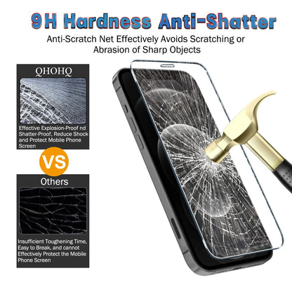 QHOHQ for iPhone 16 Pro Screen Protector with Camera Lens Protector, [Military Grade Shatterproof], Top 9H+ Tempered Glass, Full Edge Coverage, Ultra Durable, with Easy Installation Tool [3+3 Pack]
