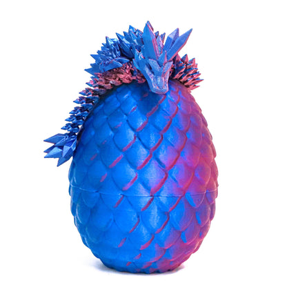Flavery Dragon Egg - 3D Printed Egg with Flexible Dragon Inside, 3D Printed Gift, Articulated Dragon Egg Fidget Toy, Easter Egg,Figurine Decor (12” Dragon)