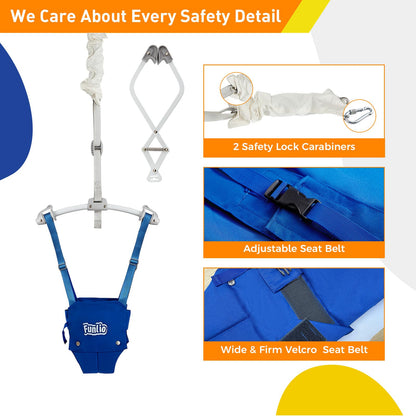 FUNLIO Baby Door Jumper for 6-24 Months (with Door Clamp), Baby Jumper Doorway with Strong Spring & Adjustable Strap, Portable Infant Baby Bouncer, Easy to Assemble, Bearing 40 Lbs, CPC & CE Certified