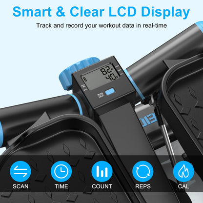 DLAEIOK Steppers for Exercise at Home, Twist Stepper with 350LBS Loading Capacity, Mini Stepper with Resistance Bands, Hydraulic Fitness Stair Stepper for Home with LCD Monitor