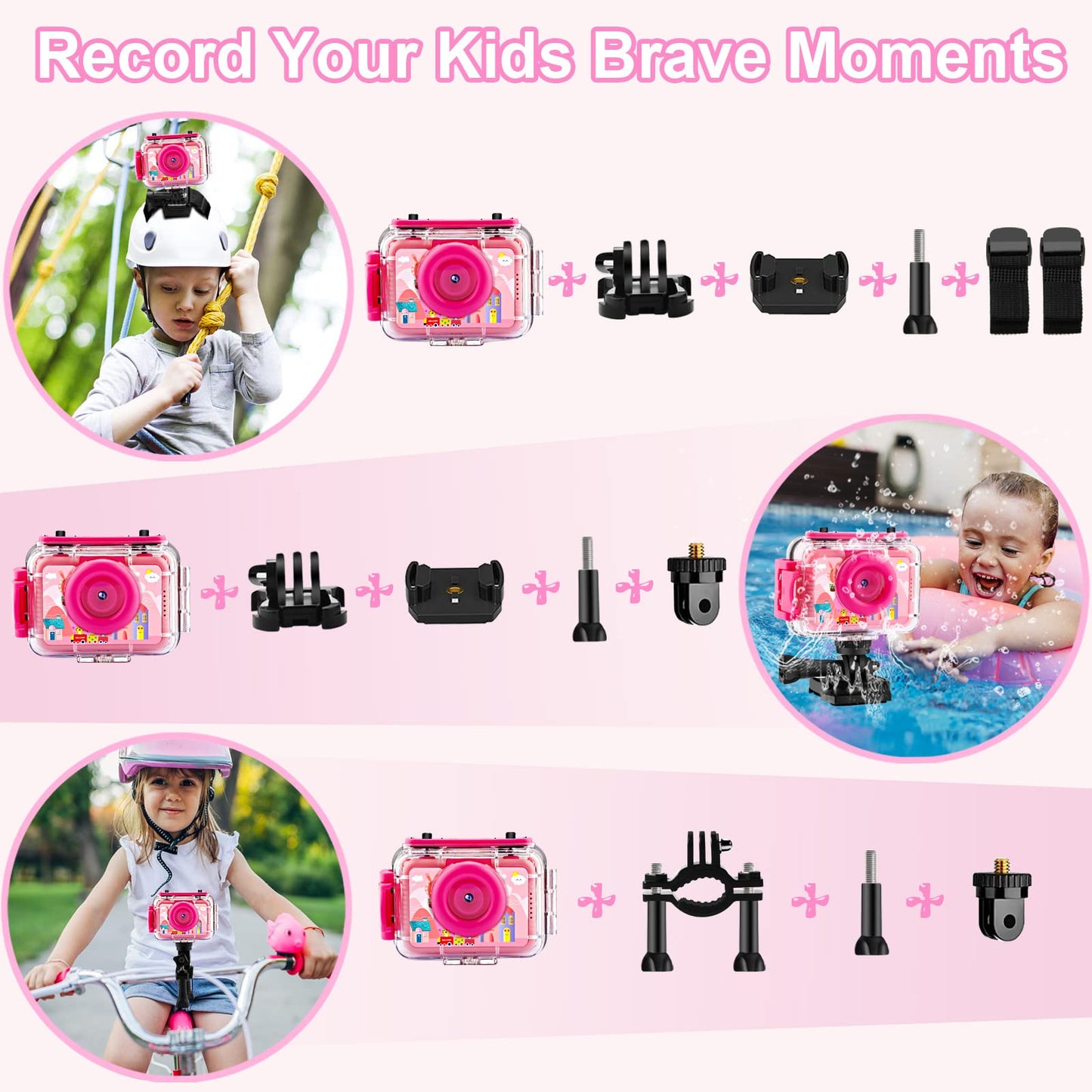 GKTZ Kids Camera - Waterproof Underwater Camera for Kids, Christmas Birthday Gifts for Girls Age 3-12, 1080P HD Children Digital Action Camera, Pool Toys for Kids Age 4-12