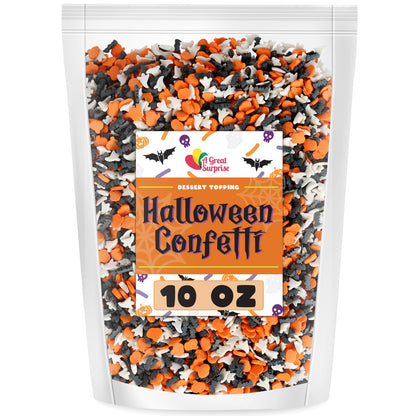 Halloween Sprinkles - 10 ounces - Ghost Bat Pumpkin Confetti Quins - Spooky Dessert Topping Mix - Halloween Jimmies for Cakes, Cupcakes, Cookies