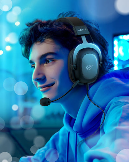 havit H2002d Gaming Headsets for PS4,PC, 50MM Drivers Surround Sound PS5 Headset with Mic Gaming Headphones with Mic Durable Aluminum Frame Valentines Gifts for Men