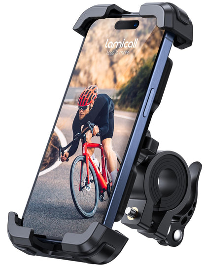 Lamicall Bike Phone Mount Holder - Motorcycle Phone Mount, Adjustable Cell Phone Holder, Bicycle Scooter Handlebar Cradle Clip for iPhone 16 Pro Max/Plus, iPhone 15 Plus, iPhone 14 and 4.7-6.8" Phone