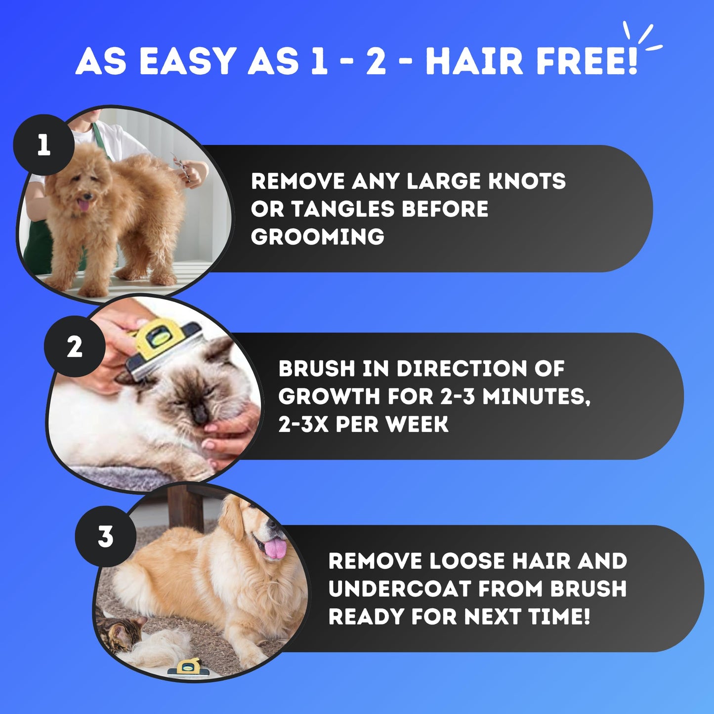 DakPets Stainless Steel Deshedding and Dematting Tool | Professional Pet Grooming Fur Brush for Cats and Dogs Hair Removal