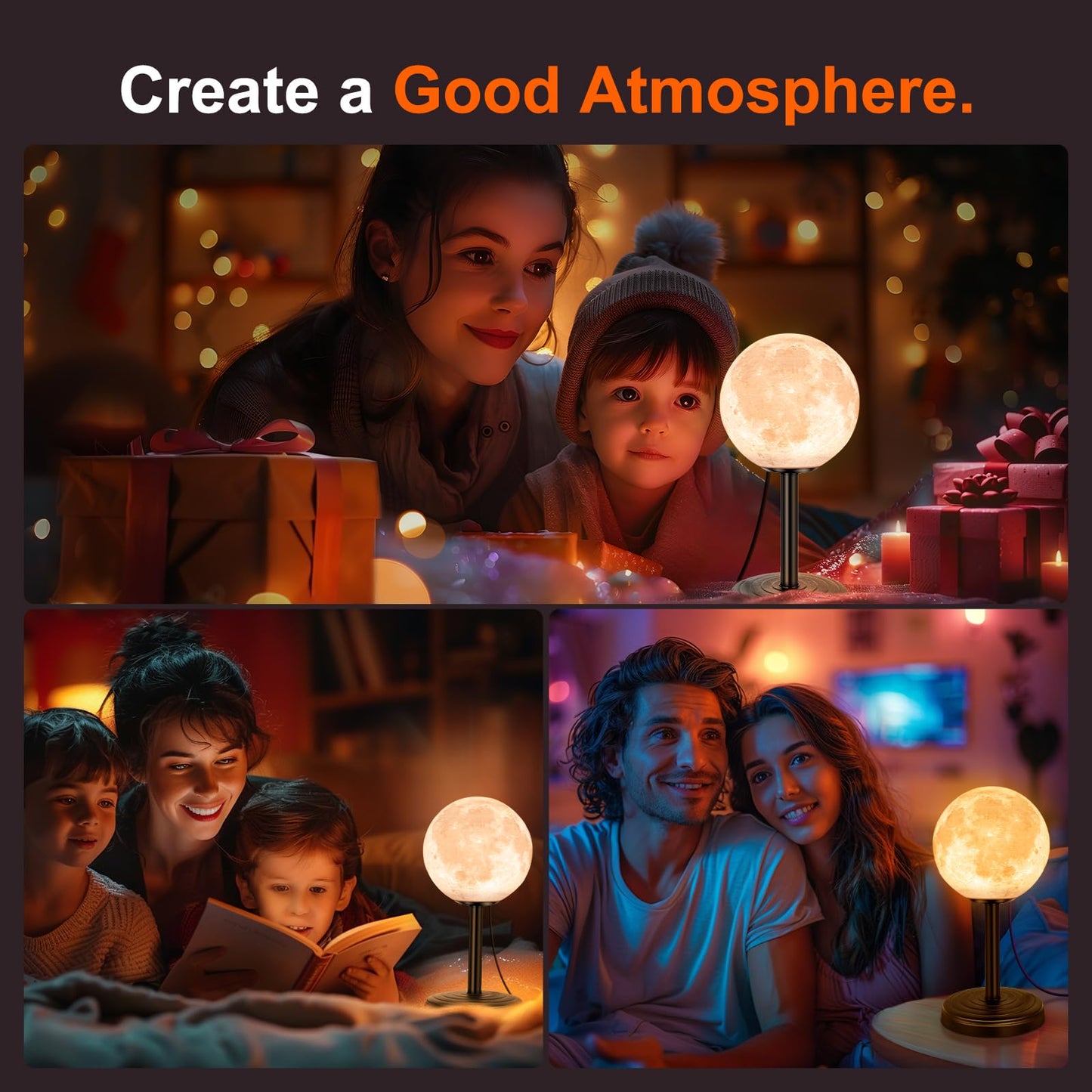 JIMIMORO Moon Lamp LED Night Light - Dimmable Bedside Lamps Small Modern Bedroom Lamp LED Desk Light with 25 Lighting Modes 3D Printed Realistic Moon Surface - Perfect for Girls Boys Kids Birthday