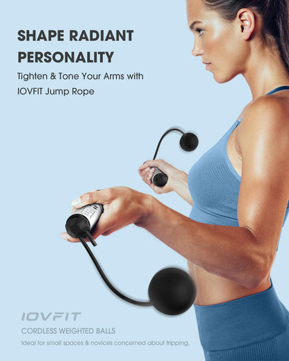IOVFIT Cordless Weighted Jump Rope with Calorie Counter | Adjustable Knot-Free Skipping Rope for Fitness, Gym & Home Workouts | Ideal for Women, Men & Kids – 9.85ft