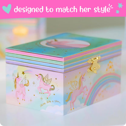Giggle & Honey Musical Jewelry Box for Girls - Kids Jewelry Box, Unicorn Toys for Girls 4-6, Unicorn Gifts, 6 x 4.7 x 3.5 in