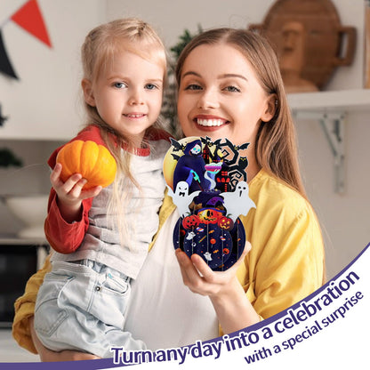 FaCraft Halloween Cards - 3D Handmade Happy Halloween Pop Up Greeting Cards Gifts with Envelope and Seals, for Kids Boy Girl (Pumpkins, Ghosts, Witches, Bats