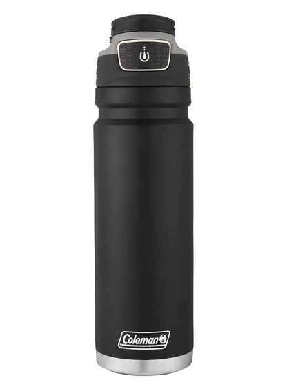 Coleman Autoseal FreeFlow Stainless Steel Water Bottle, Black, 24oz