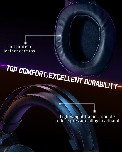 Gaming Headset for Xbox One Series X/S Ps5, Ps4, PC Switch, Noise Canceling Headphones with Microphone, 3.5mm Audio Jack, Auto-Adjust Headband