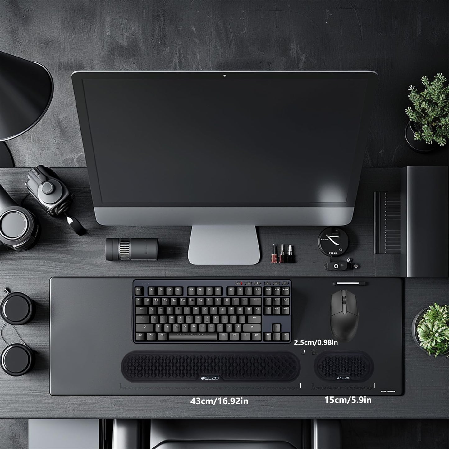 ELZO Wrist Rest for Keyboard and Mouse, Soft Memory Foam Wrist Support, Computer Ergonomic Wrist Support Pad, Non-Slip Wrist Rest for Computer Keyboard, Made Easy Typing & Relieve Wrist Pain(Black)