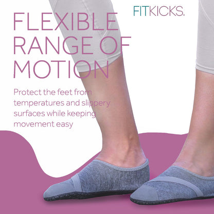 FITKICKS Original Women's Foldable Active Lifestyle Minimalist Footwear Barefoot Yoga Sporty Water Shoes - Heathered Gray/Gray, Medium