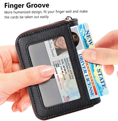 FurArt Zipper Wallet Women, RFID Blocking Credit Card Wallet, Business Card Holder, Compact Size KeyChain Wallet