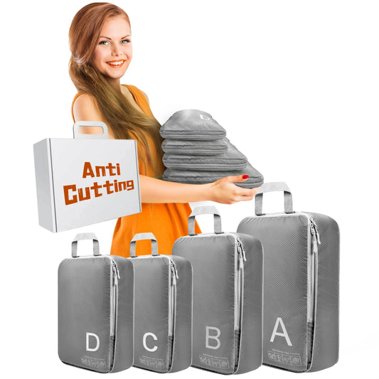 Compression Packing Cubes for Travell - Premium 361D Fabric Packing Cubes with Smooth Zippers, Space-Saving Compression Bags for Travell, Luggage Organizers for Clothes, Shoes, and Accessories