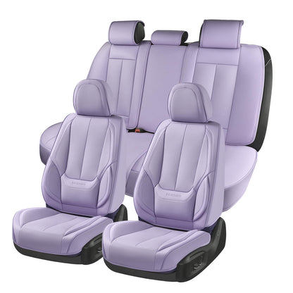 Coverado Car Seat Covers Full Set, Seat Covers for Cars, Car Seat Covers Front Seats and Back Car Seat Protector Waterproof, Leather Car Seat Cushion Universal Fit for Most Cars Purple