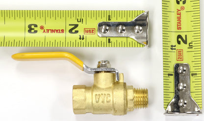 Lead-Free Forged Brass Air Compressor In-Line Ball Shut Off Valve, Quarter Turn, 1/4" Male NPT (MNPT) X 1/4" Female NPT (FNPT) Qty: 1