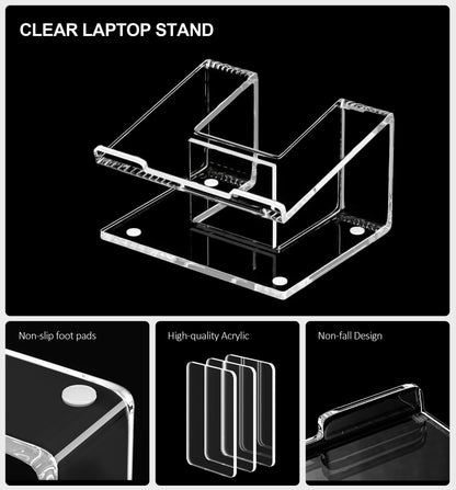 FUCDTEFC Acrylic Laptop Stand for Desk, Laptop Riser for 10-17.3 Inch Laptops, Ergonomic Computer Stand Holder Compatible with Macbooks and Notebooks- Clear
