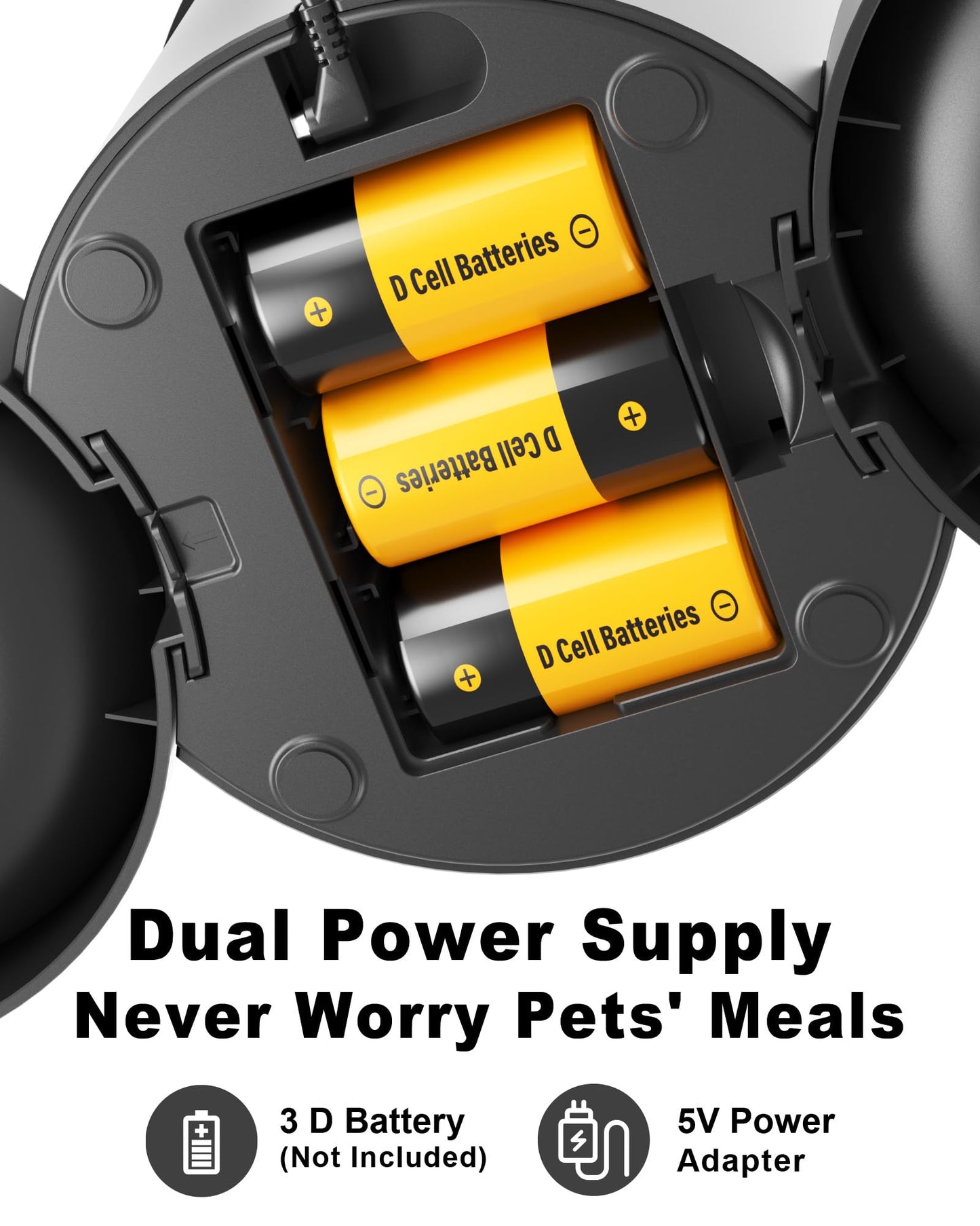 Dual Automatic Cat Feeder 2 Cats,6 Meals/Day,12 Portions/Meal,4.2L Dual Power Double Bowls Feeder,Dry Food Auto Pet Dispenser,10S Voice Record,Flexible Schedule Timer (Black,Stainless Dual Bowls)
