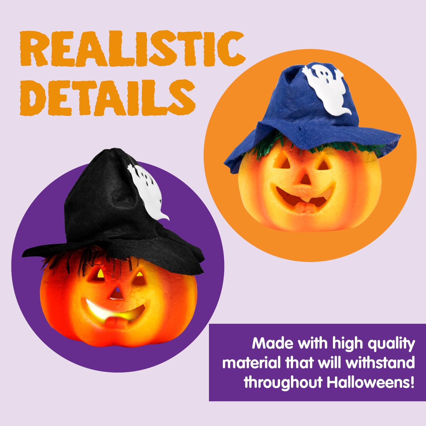 JOYIN 6 Pcs Light Up Pumpkins Halloween Decorations Outdoor Indoor Jack O Lanterns Decor LED Foam Home Large Trick Or Treat Bucket