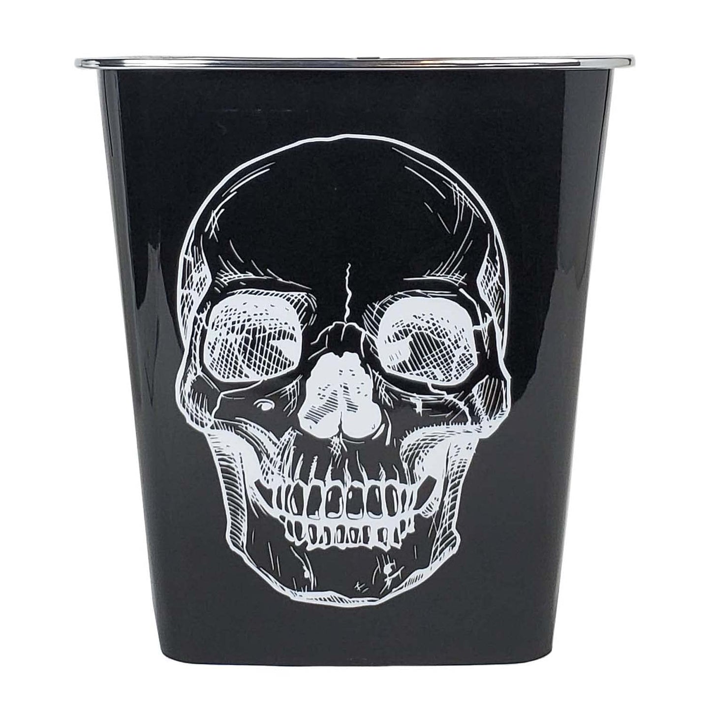 KOLORAE Waste Can 10L (2.6 Gallons) - 3 Pack Trash Garbage Can for Home, Office, Dorm Room Wastebasket (Black Base White Skull)