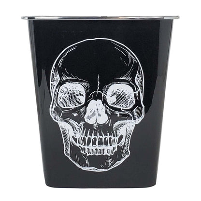 KOLORAE Waste Can 10L (2.6 Gallons) - 3 Pack Trash Garbage Can for Home, Office, Dorm Room Wastebasket (Black Base White Skull)