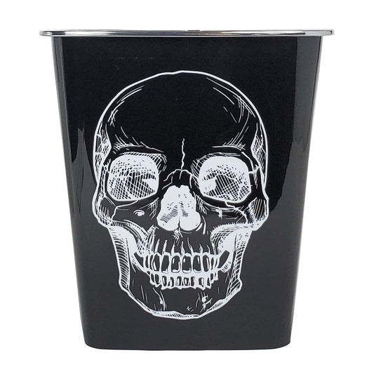 KOLORAE Waste Can 10L (2.6 Gallons) - 3 Pack Trash Garbage Can for Home, Office, Dorm Room Wastebasket (Black Base White Skull)