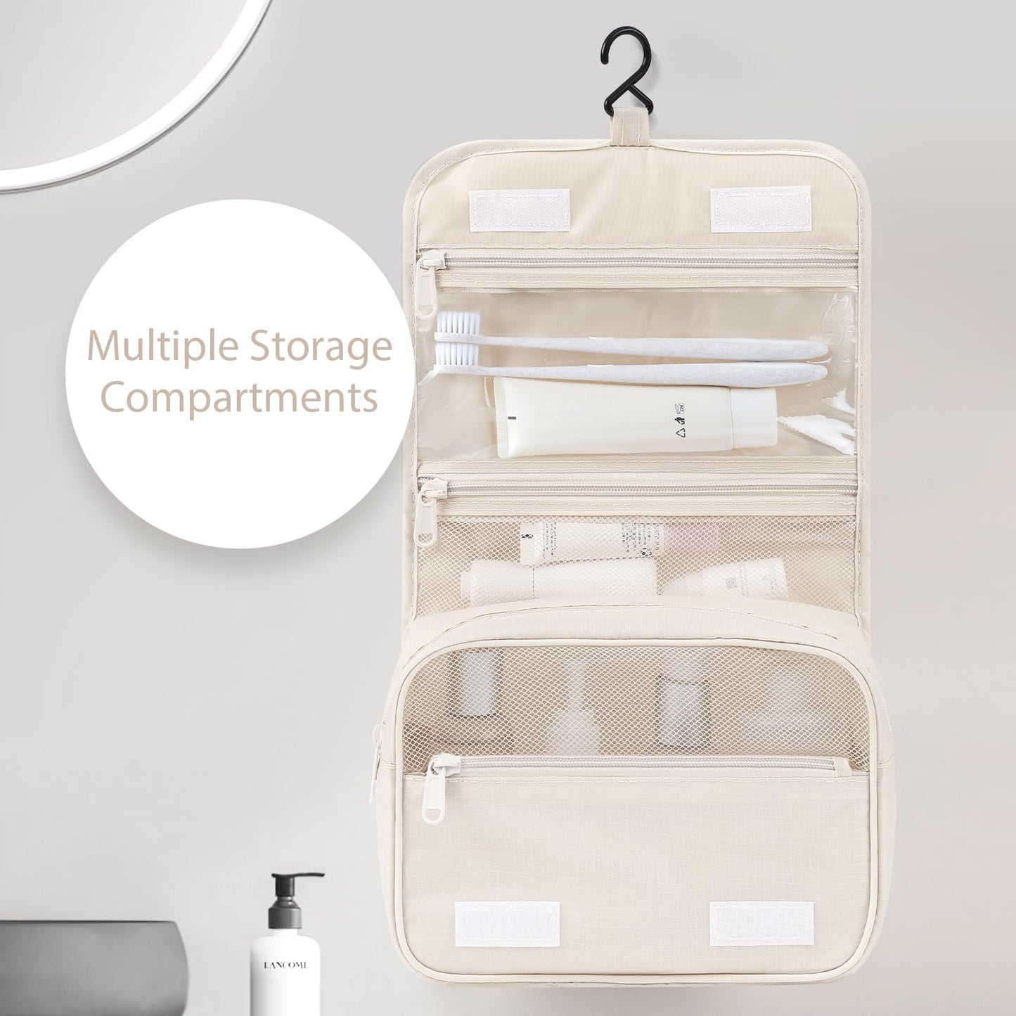 DIMJ Packing Cubes for Travel - 8 Pcs Lightweight Travel Cubes for Packing, Mesh Travel Packing Cubes Travel Packing Organizers with Large Toiletries Bag (Beige)
