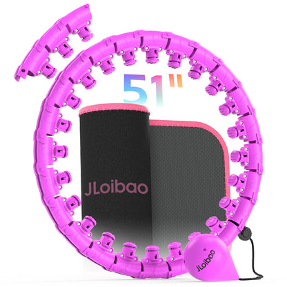 JLoibao Weighted Hula Circle for Adults Weight Loss, Infinity Hoop Fit Plus Size 51 Inch, Include 27 Detachable Links and Waist Trainer for Women