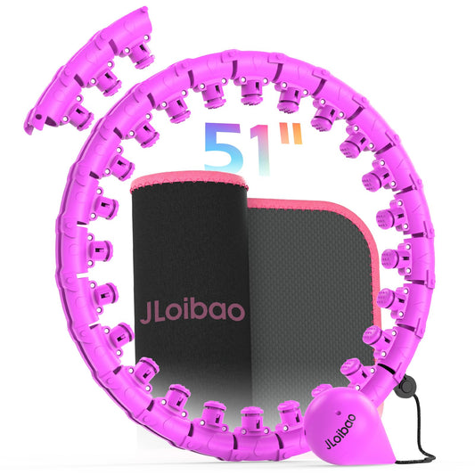JLoibao Weighted Hula Circle for Adults Weight Loss, Infinity Hoop Fit Plus Size 51 Inch, Include 27 Detachable Links and Waist Trainer for Women