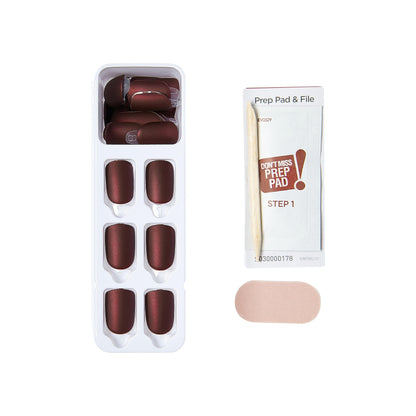 KISS imPRESS Color Press-On Manicure Halloween, Solid Red, Short Length, Square Shape, PureFit Technology, Chip Proof, Smudge Proof, Waterproof, Nail File, Manicure Stick & 30 Fake Nails