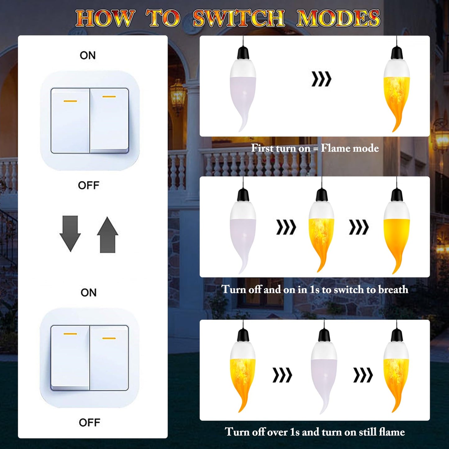Kestnsee E12 LED Flickering Candelabra Flame Effect Light Bulbs - Upgrade Flicker Candelabra Torch Fire Effect Lights Bulbs for Outdoor Halloween Xmas Holiday Decorations Indoor Lamp (6 Pack)