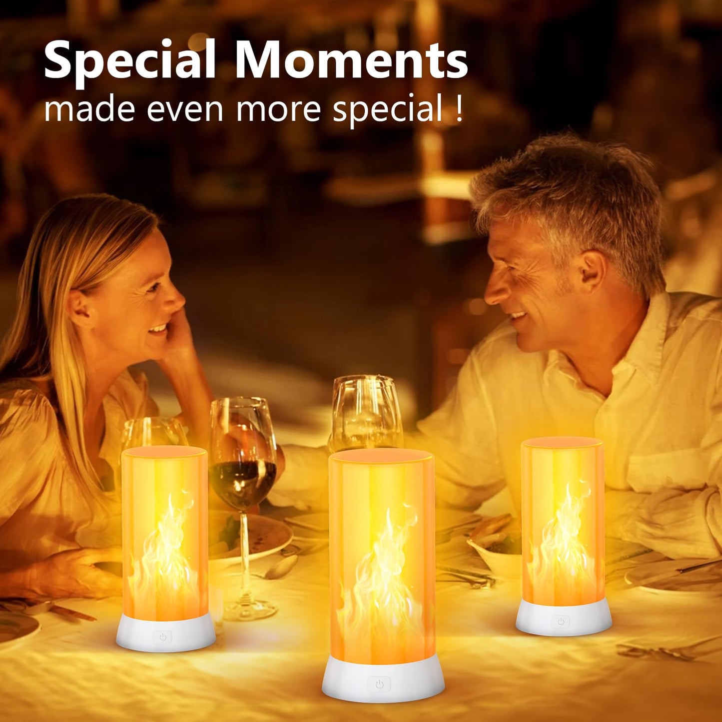 DI MORE 2PCS LED Flame Light, USB Rechargeable Flame Lamp with Remote & Timer, Waterproof Dimmable Flameless Candles Light for Home Party Garden Camping Halloween Christmas Decoration