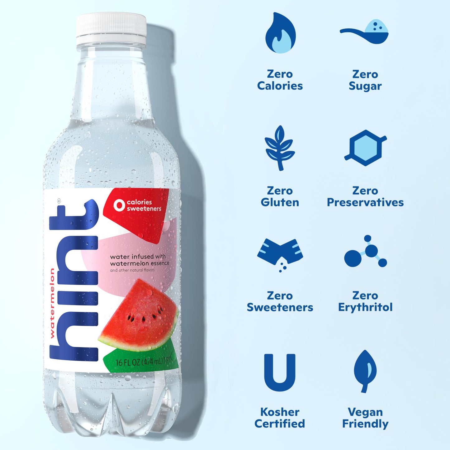 Hint Bottled Water, Crisp Apple and Watermelon - Purified Flavored Water with Zero Calories, Sugar Free, Natural Flavors - 16 Fl Oz (Pack of 24)
