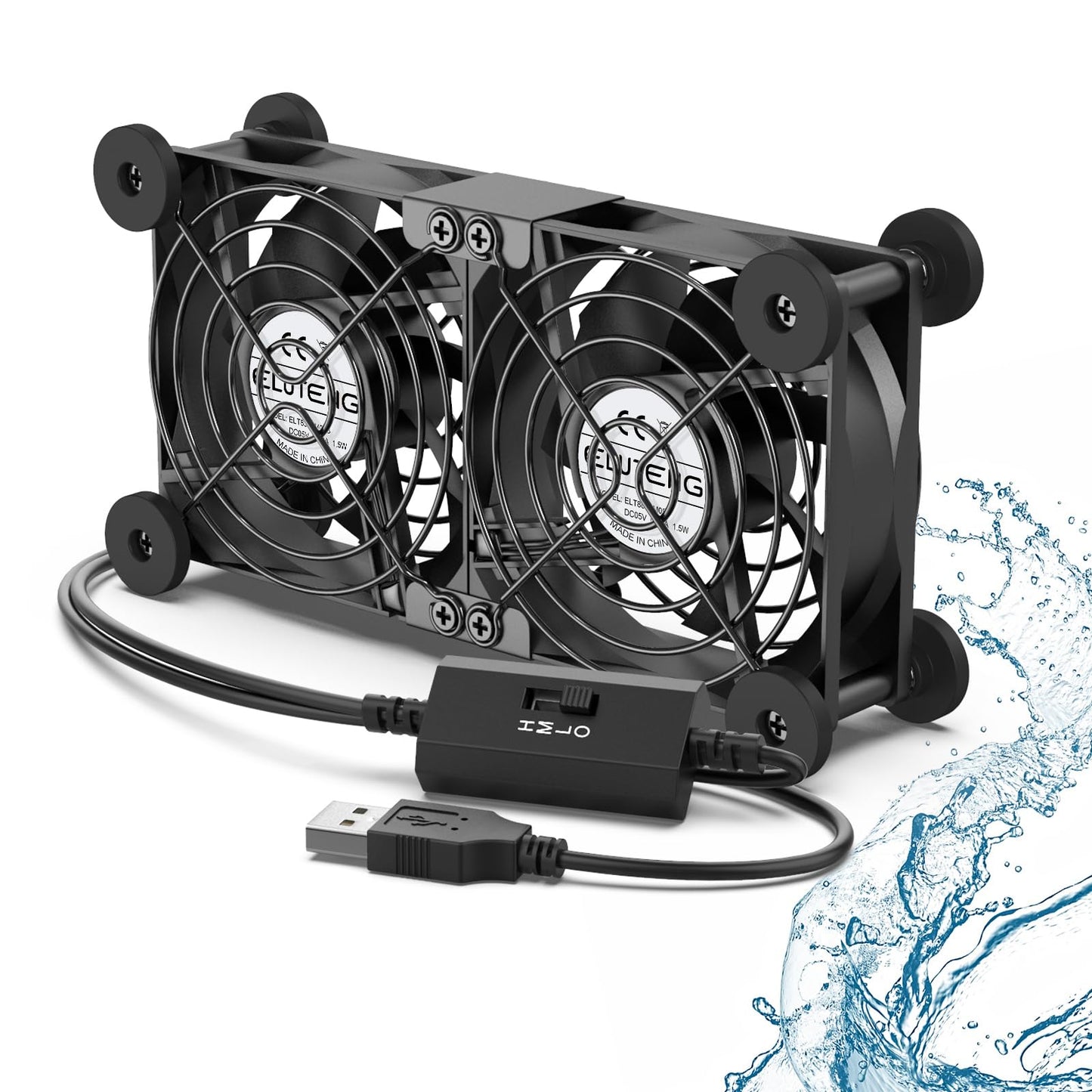 ELUTENG Dual Cooling Fan - Whisper Quiet 80mm USB With 3 Adjustable High Speed USB Port - Heatsink Compatible for PS4, PS5, Router, Laptop, PC, Xbox Cooling Electronics