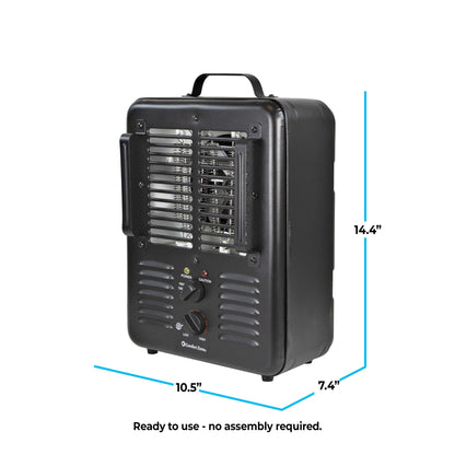 Comfort Zone Electric Portable Utility Space Heater with Adjustable Thermostat, Overheat Protection, & Tip-Over Switch, 1500W, CZ799BK