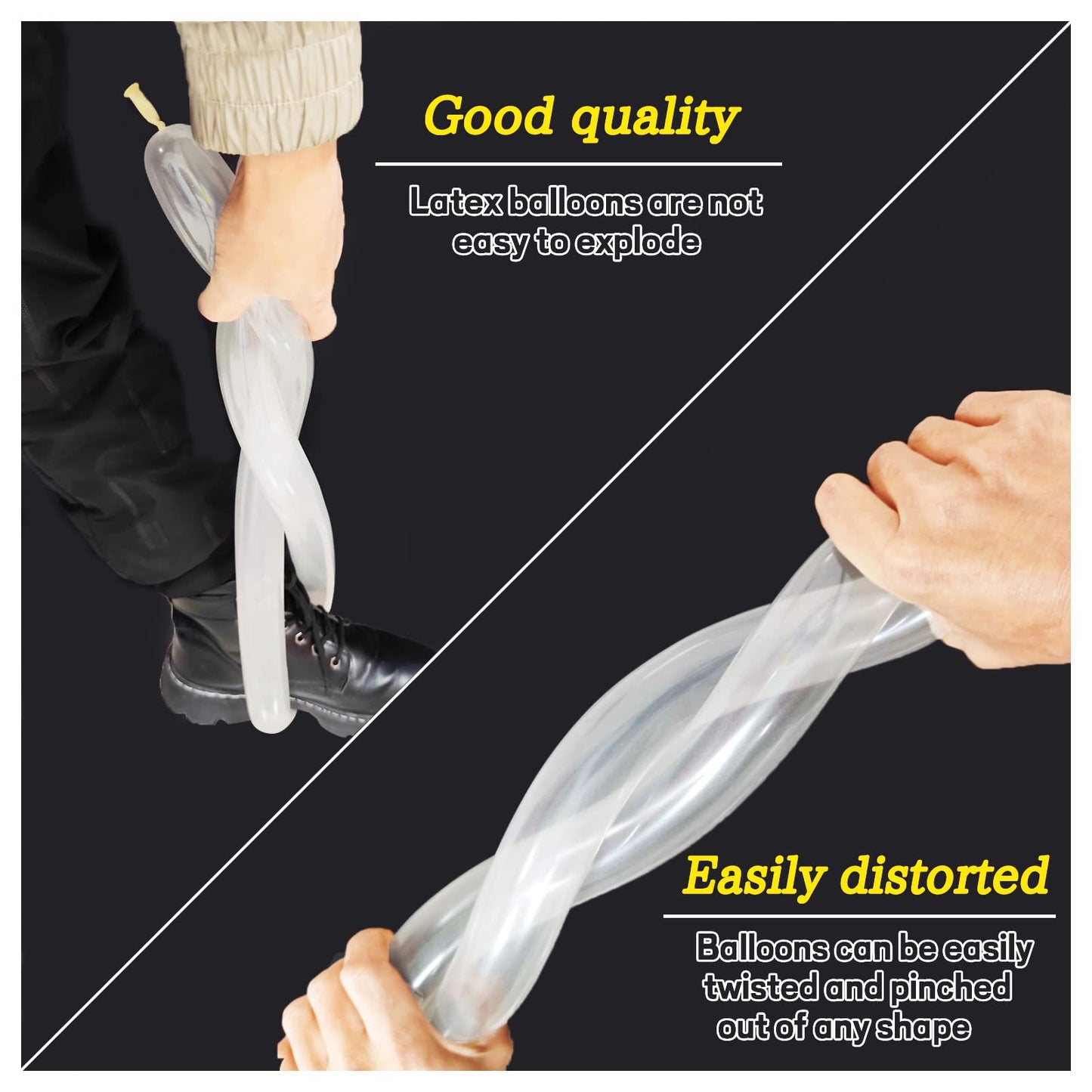 KAWKALSH 260 Clear Long Balloons for Animals, Thickening Skinny Latex Twisting for Arch Modeling Magic Clown Birthday Wedding Party Decorations 100pcs