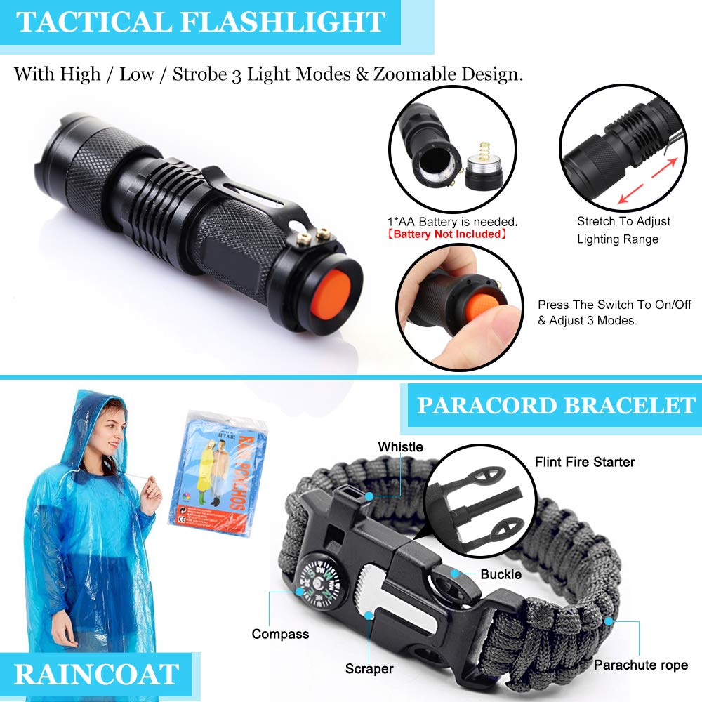 EMDMAK Survival Kit Outdoor Emergency Gear Kit for Camping Hiking Travelling or Adventures