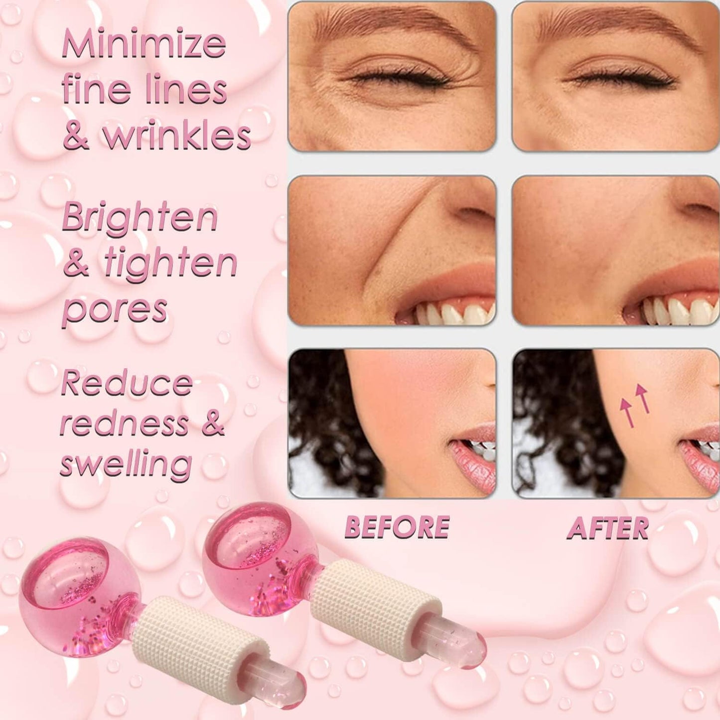 Lazzybeauty Ice Globes for Facial, 2 PCS Cooling Globes Set for Eye & Neck, Cold Glass Ice Roller Ball, Cryo Sticks Face Globes, Tighten Skin, Reduce Puffiness and Dark Circles, Enhance Circulation