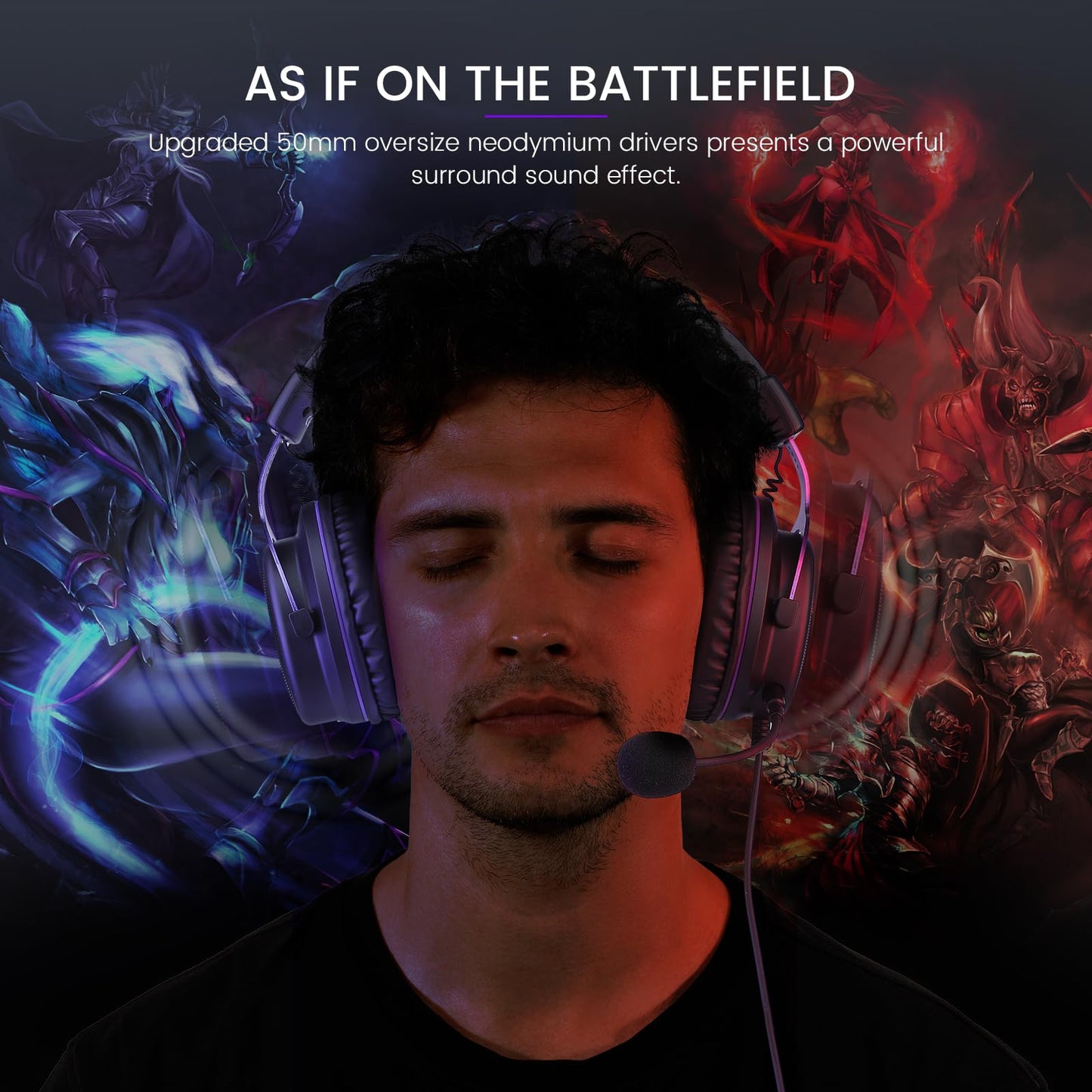 EKSA E900 Headset with Microphone for PC, PS4,PS5, Xbox - Detachable Noise Canceling Mic, 3D Surround Sound, Wired Headphone for Gaming, Computer, Laptop, 3.5MM Jack