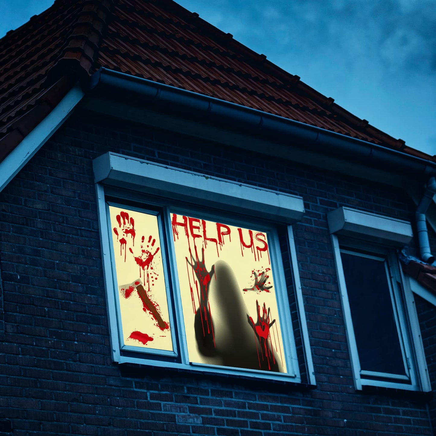 Funnlot Halloween Window Clings - Large Spooky Halloween Window Decorations Decals Stickers Scary Bloody Handprint Skullprint Footprint for Windows Floor Glass Bathroom Indoor Outdoor Party Decoration