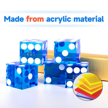 GSE Games & Sports Expert Casino Dice Game AAA Grade 19mm Pro Vegas Style Craps Dice Set of 5 with Razor Sharp Edges & Matching Serialized Numbers for RPG, Dice Stacking, Yahtzee Dice Games