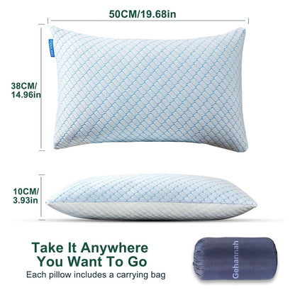 Gehannah Travel Pillow - Large 1 Pack Compressible Camping Pillow for Sleeping - Shredded Memory Foam with 2 Storage Bags - Supportive for Adults, Kids, Outdoor, Backpacking, Hiking Gear