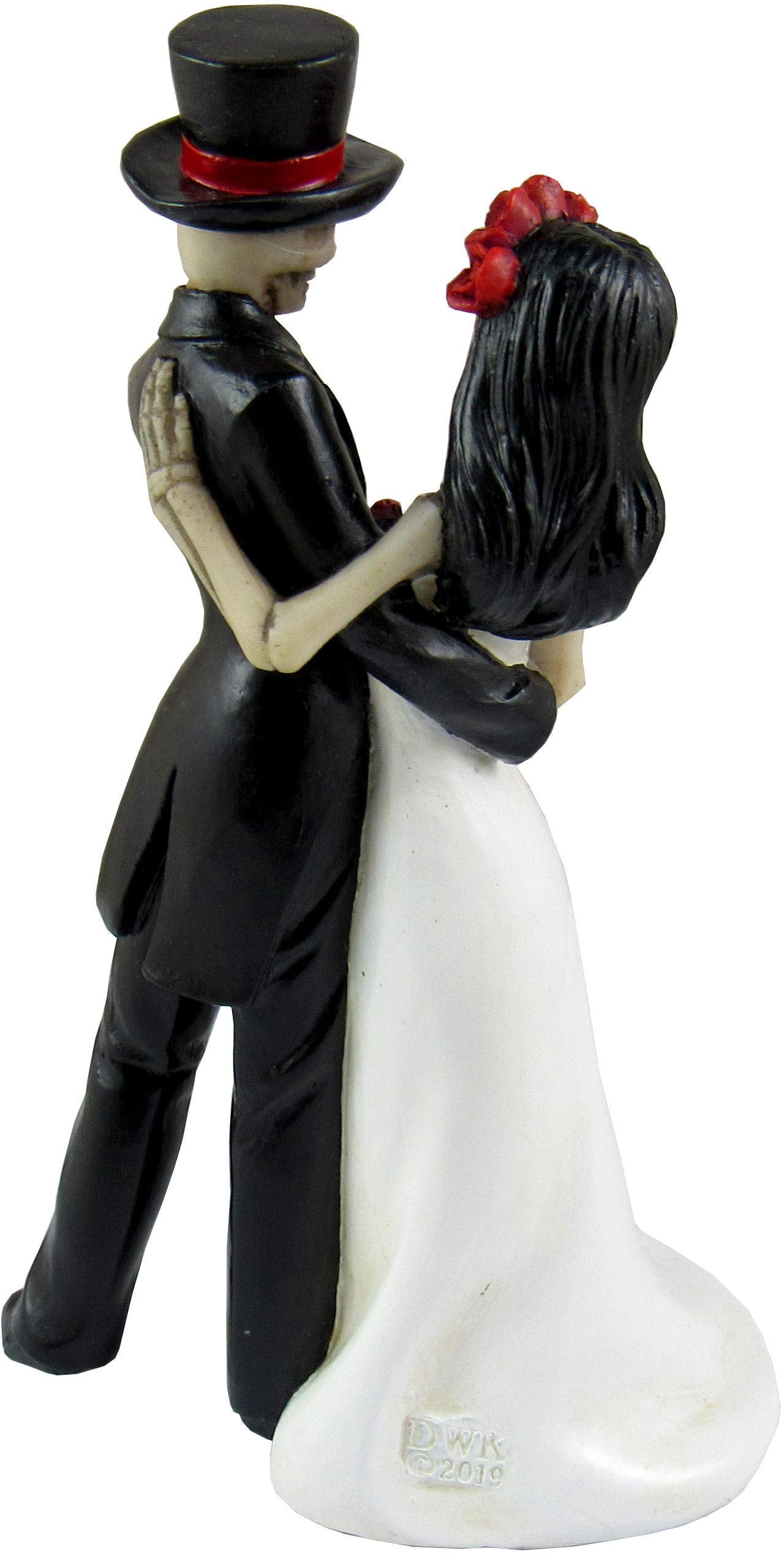 DWK - Amor Por Vida - Collectible Hand-Painted Day of The Dead Dancing Skeleton Couple Halloween Gothic Lovers Romantic Bride & Groom Figurine Wedding Statuette, 6.5-inch