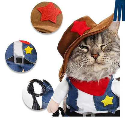 Cowboy Uniform Dog Cat Costume - Funny Pet Cowboy Outfit Clothing with Hatfor Halloween Christmas Birthday Special Events Costumes for Kittens and Puppies (S)