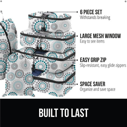GORILLA GRIP 6 Set Packing Cubes, Travel Essentials for Suitcase, Mesh Organizer Bags for Clothes Toiletries Shoes and Laundry, Luggage and Carry On Airplane Accessories, Traveling Must Haves Spiral