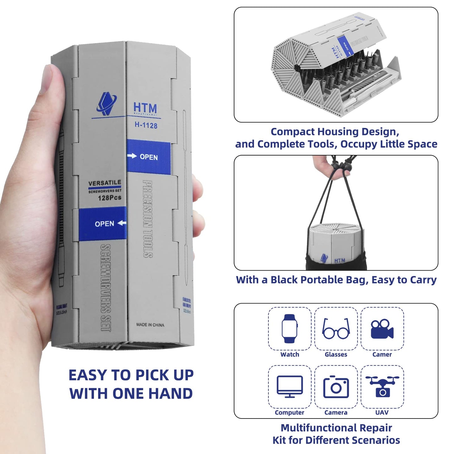 HengTianMei 142 in 1 Precision Screwdriver Set Professional Magnetic Repair Tool Kit for Computer, Laptop, Xbox, Macbook, Game Console (H1128)